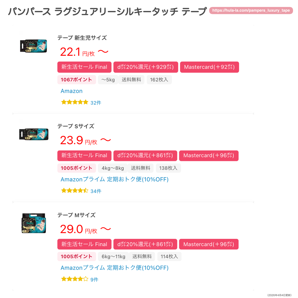 【新生児】パンパース　ラグジュアリーシルキータッチ　162枚 Amazon.co.jp: 【テープ 新生児サイズ】パンパース オムツ